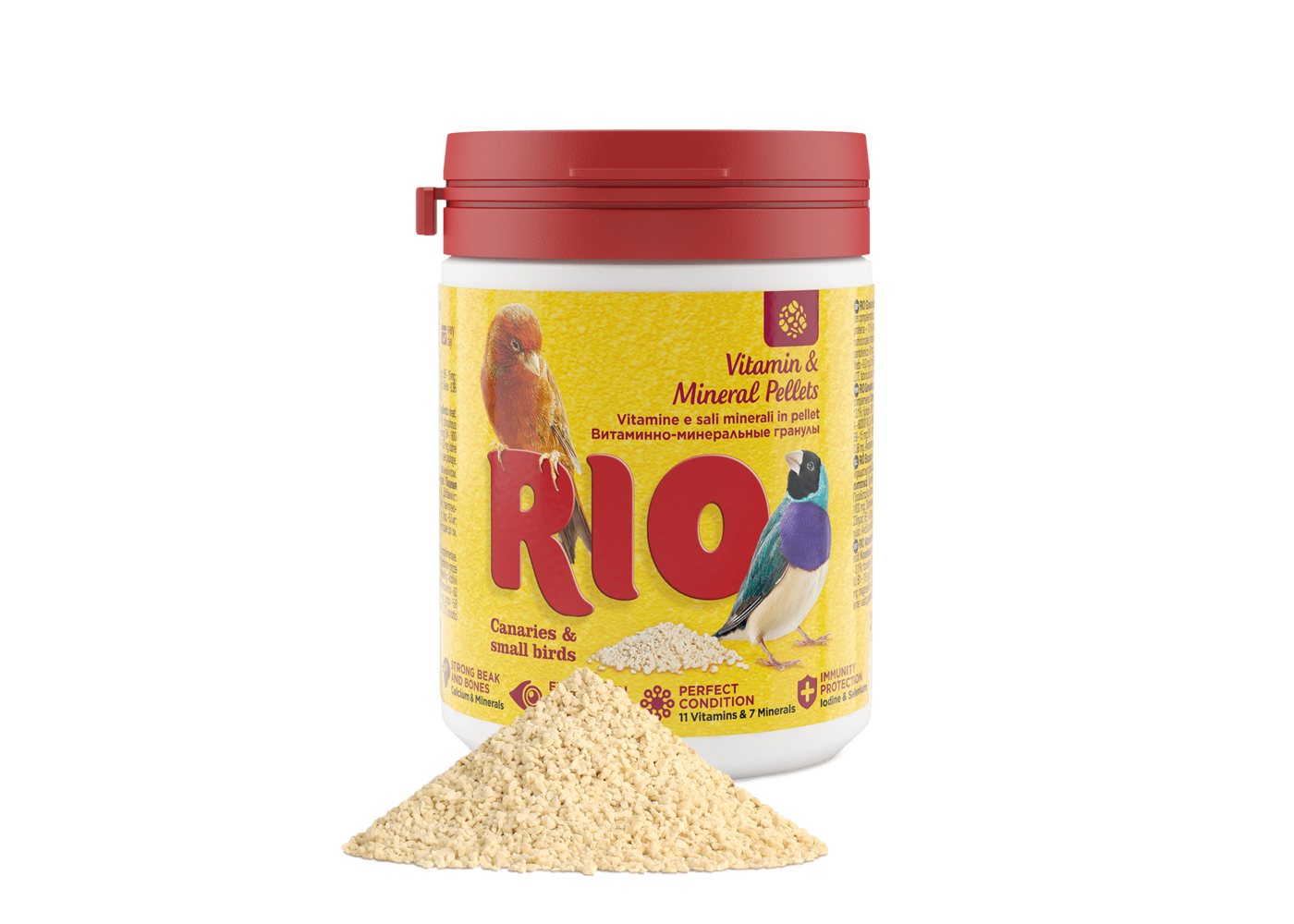 RIO RIO Vitamin & Mineral Pellets per canarini, uccelli esotici e altri piccoli uccelli, 120 g