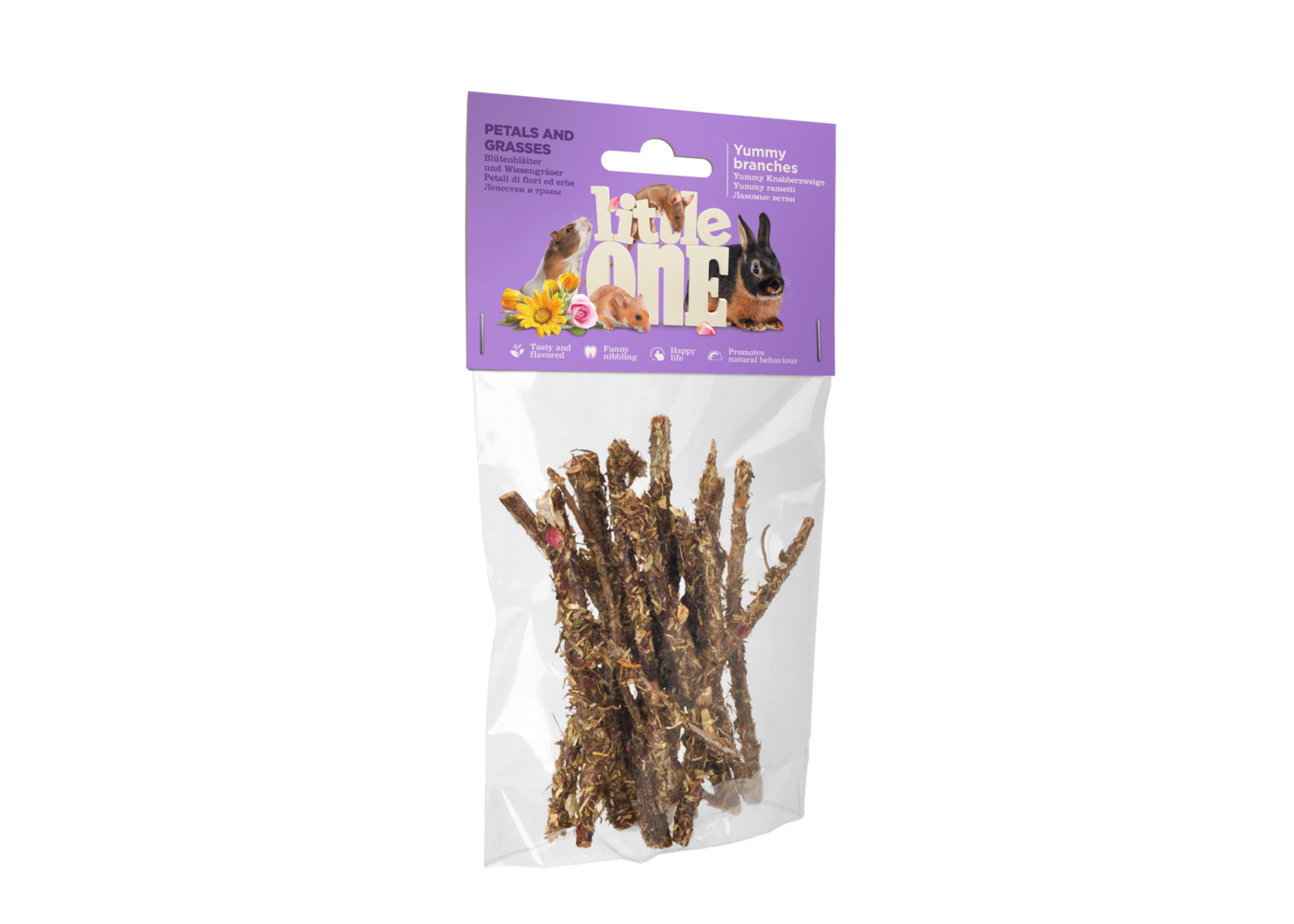 Little One Yummy legno da rosicchiare con petali ed erbe, 35 g
