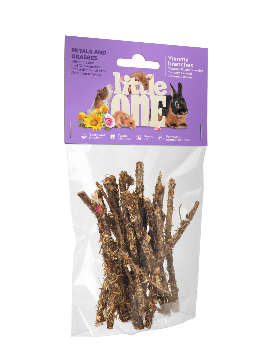 Little One Yummy legno da rosicchiare con petali ed erbe, 35 g
