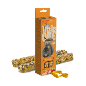 Little One Little One stick da sgranocchiare per criceti, ratti, topi e gerbilli con frutta e noci, 2x60 g