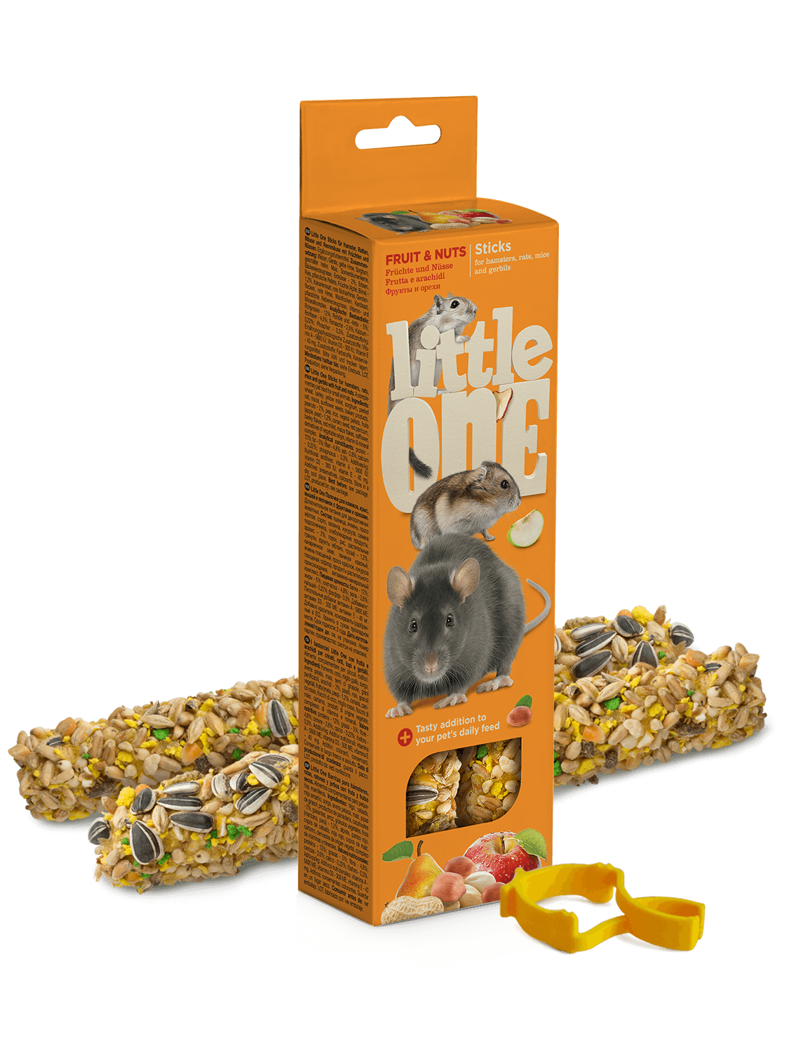 Little One Stick da sgranocchiare per criceti, ratti, topi e gerbilli con frutta e noci, 2x60 g