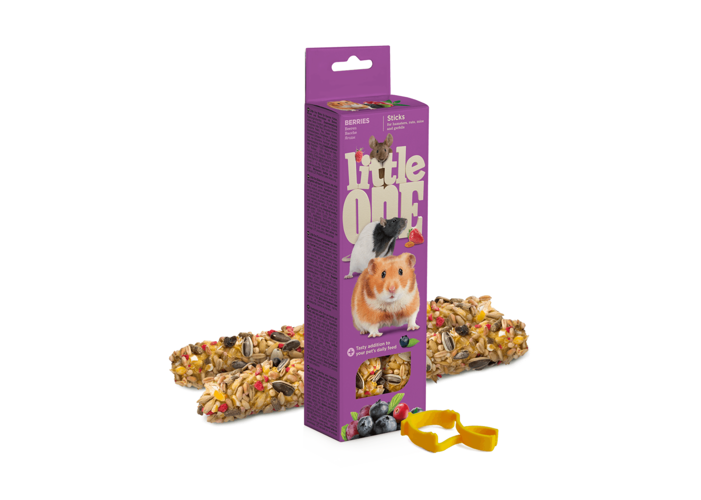 Little One Bastoncini da sgranocchiare per criceti, ratti, topi e gerbilli con bacche, 2x60 g