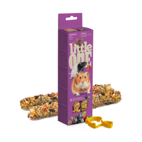 Little One Little One bastoncini da sgranocchiare per criceti, ratti, topi e gerbilli con bacche, 2x60 g