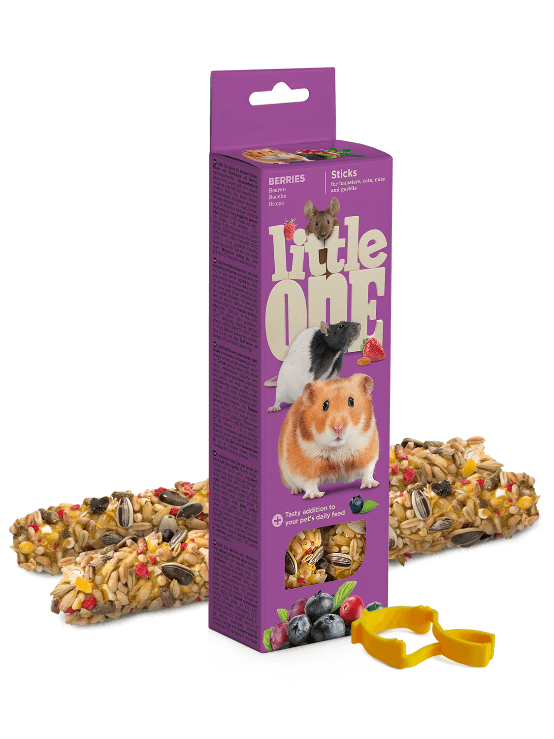 Little One Bastoncini da sgranocchiare per criceti, ratti, topi e gerbilli con bacche, 2x60 g