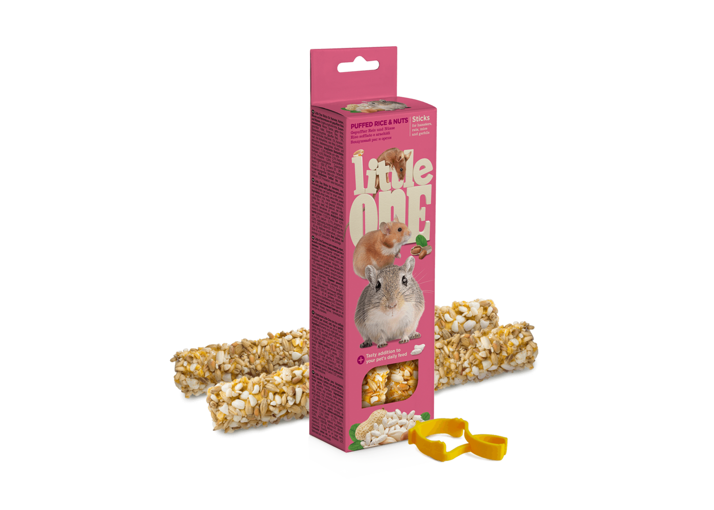 Little One Stick da sgranocchiare per criceti, ratti, topi e gerbilli con riso soffiato e noci, 2x55 g