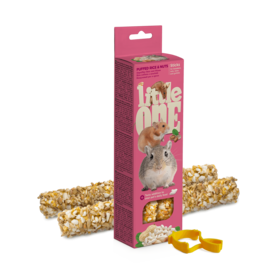 Little One Little One stick da sgranocchiare per criceti, ratti, topi e gerbilli con riso soffiato e noci, 2x55 g