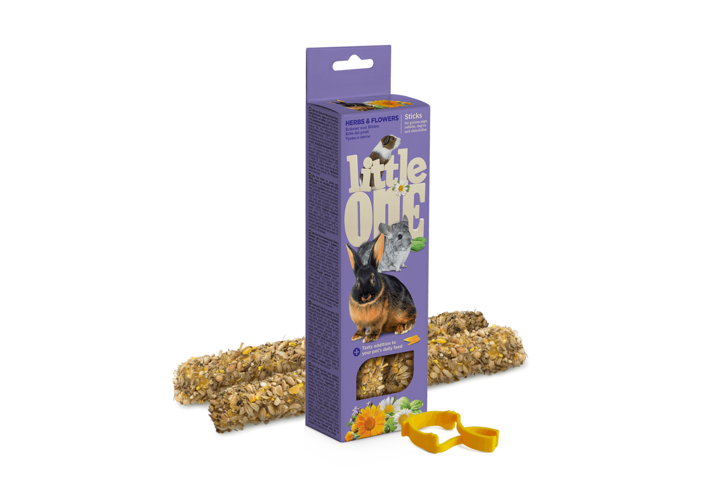 Little One Bastoncini da sgranocchiare per cavie, conigli, degus e cincillà con erbe e fiori, 2Ñ...55 g