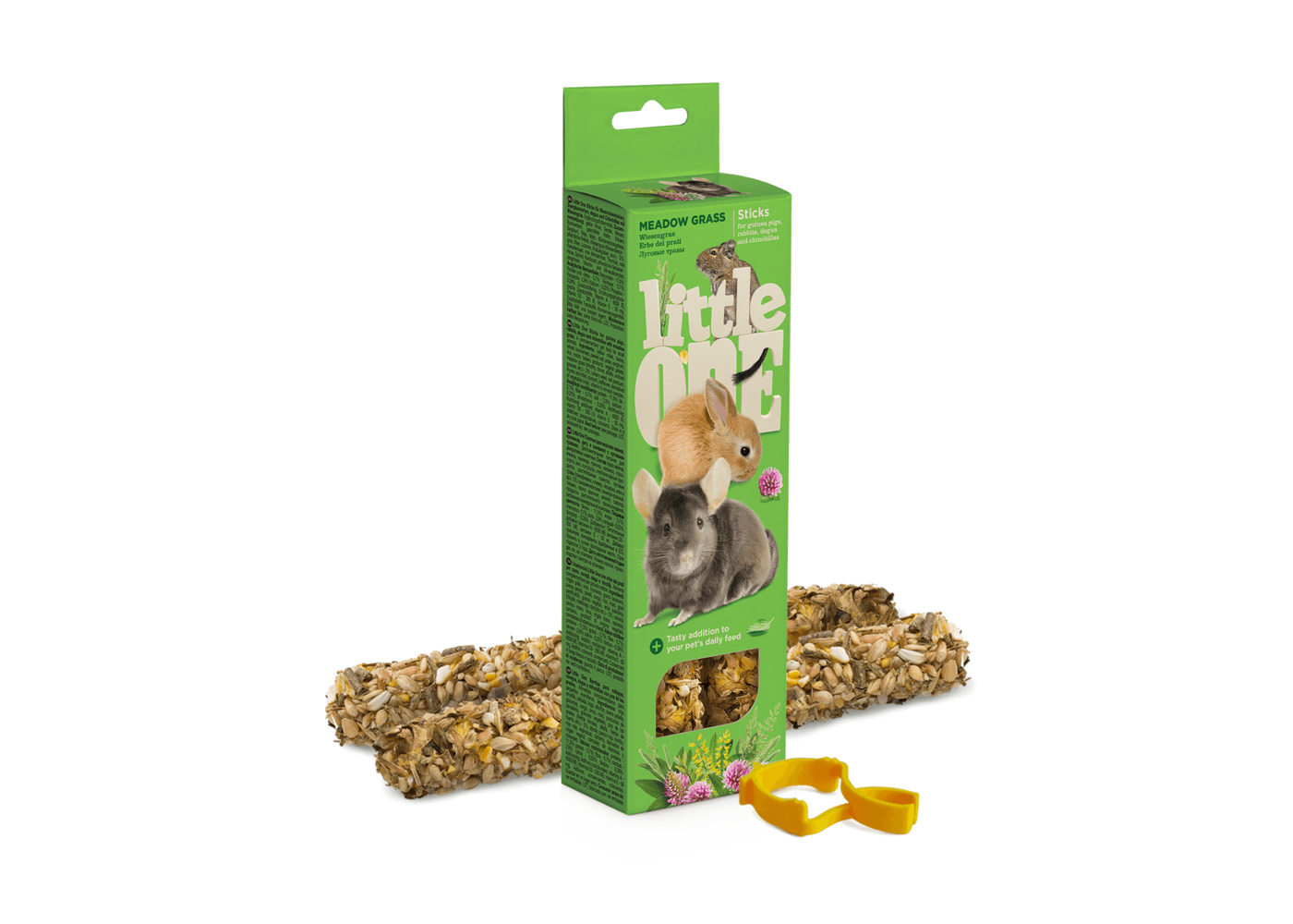 Little One bastoncini per porcellini d'India, conigli, degus e cincillà con erba di prato, 2x55 g