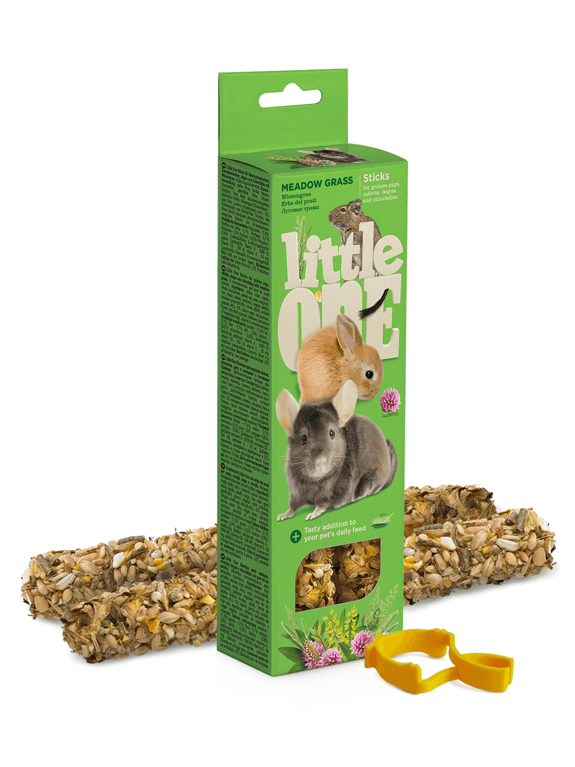 Little One bastoncini per porcellini d'India, conigli, degus e cincillà con erba di prato, 2x55 g