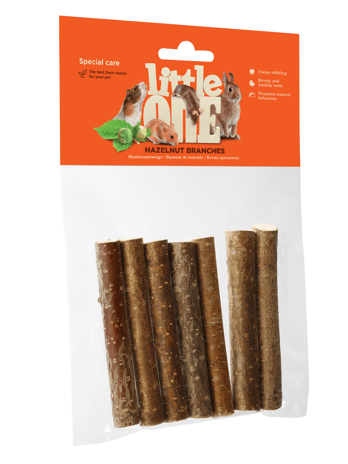 Little One Gnaw legno rami di nocciolo, 7 psc