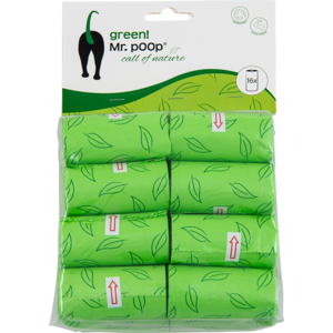 Mr. Poop Mr.POOP GREEN! Poop Bag Refills 16 Rollen - grünes Muster