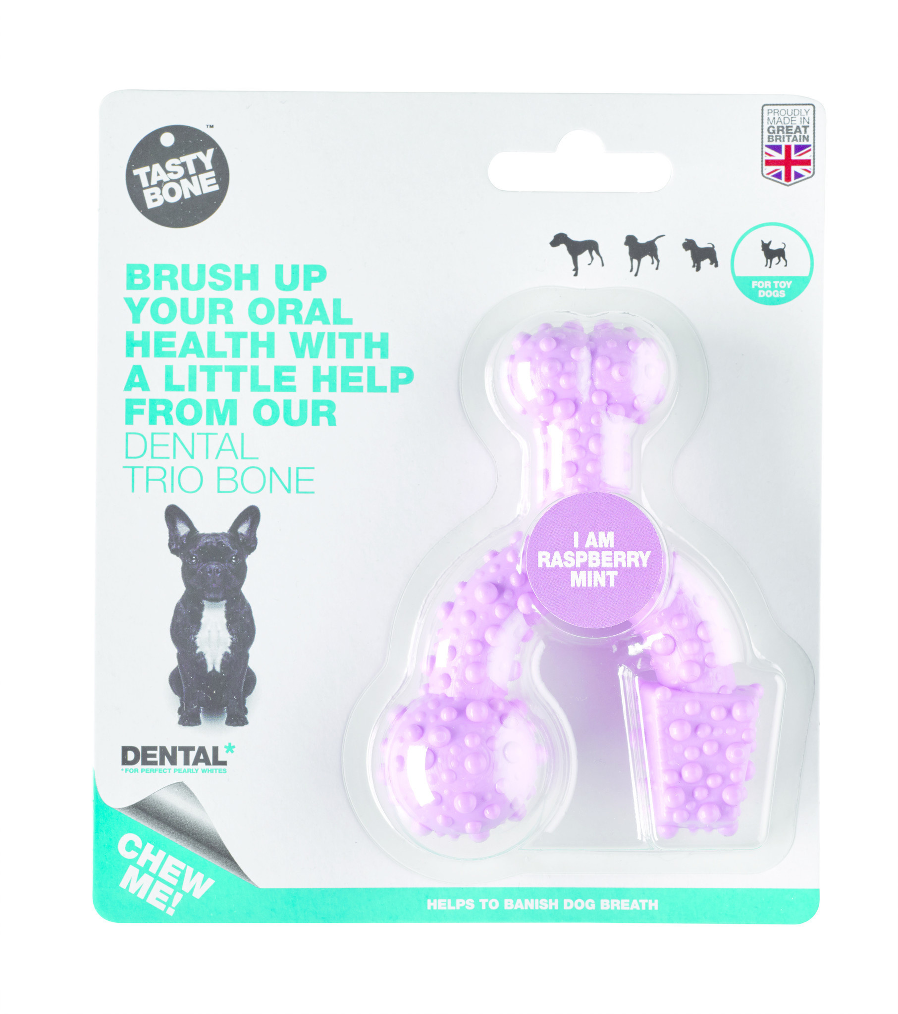 Tasty Bone Dental Bone Trio Bone Bone Giocattolo alla menta e lampone