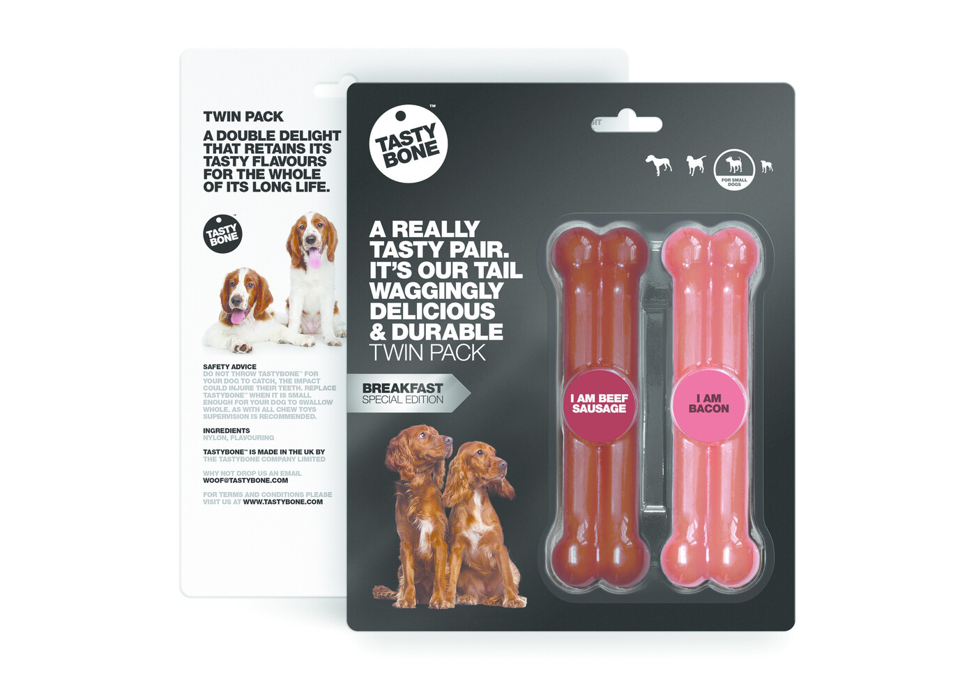 Tasty Bone Colazione Twinpack - Salsiccia di manzo e pancetta Small