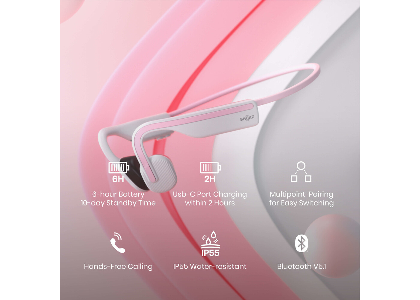 Shokz OpenMove Bone conduction hoofdtelefoon - Pink