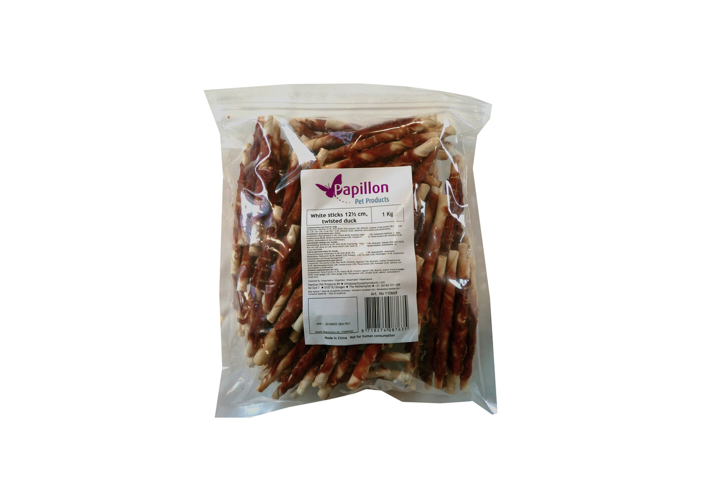 Papillon Pet Products Rotolo bianco con anatra