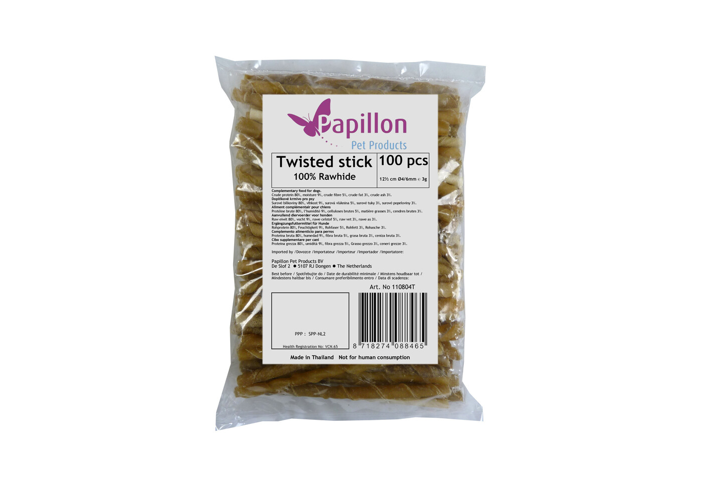 Papillon Pet Products 100 bastoncini avvolgibili naturali
