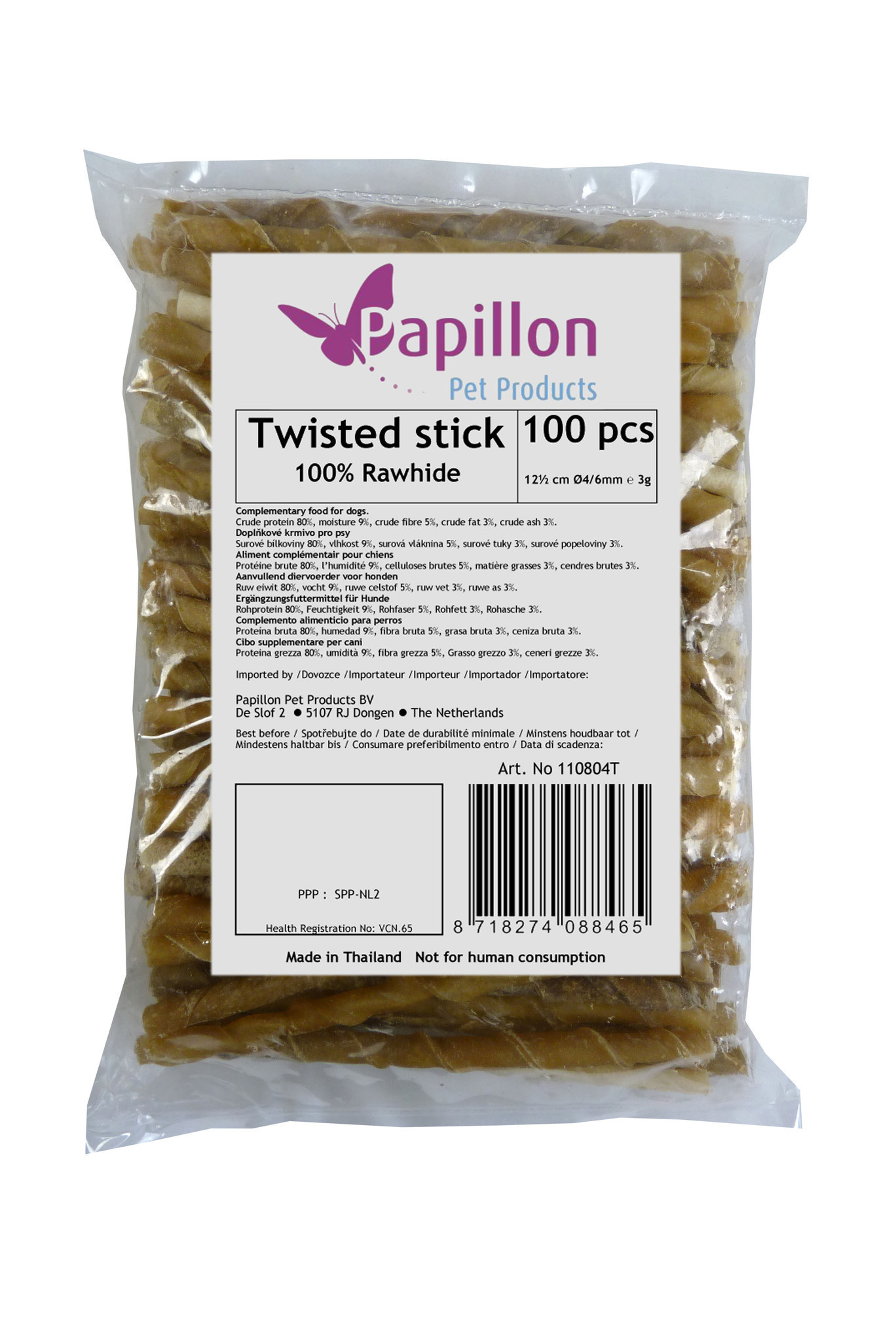 Papillon Pet Products 100 bastoncini avvolgibili naturali