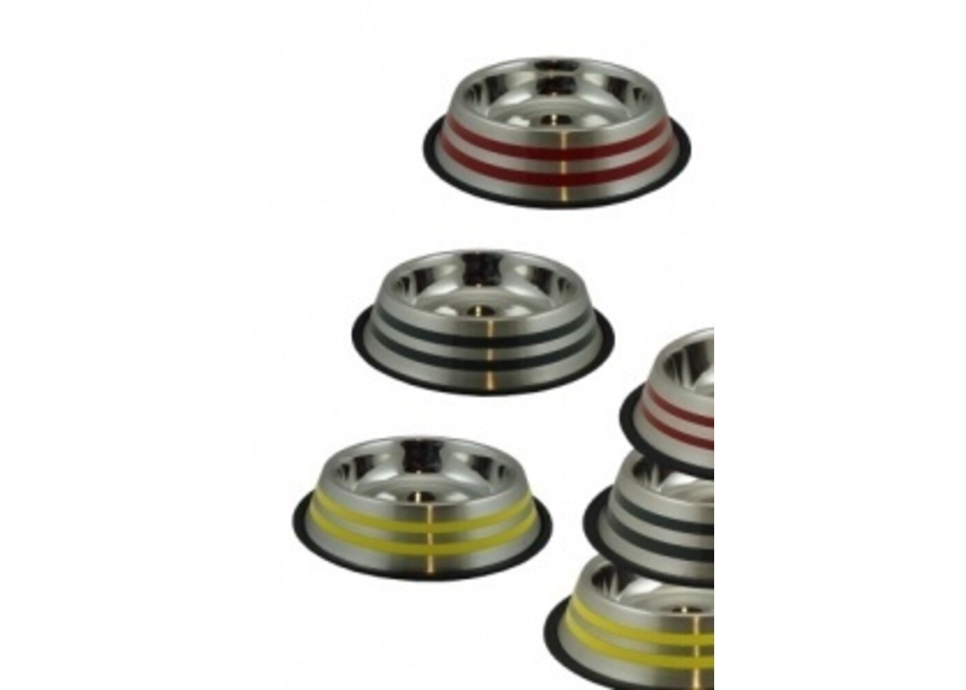 Papillon Pet Products Vasca in acciaio inox con labbro in gomma e 2 strisce colorate