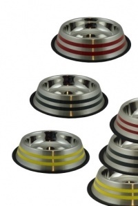 Papillon Pet Products Vasca in acciaio inox con labbro in gomma e 2 strisce colorate