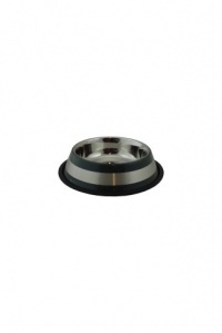 Papillon Pet Products Ciotola per alimenti in acciaio inox con labbro in gomma e 2 strisce grigie