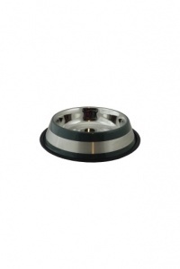Papillon Pet Products Ciotola per alimenti in acciaio inox con labbro in gomma e 2 strisce grigie