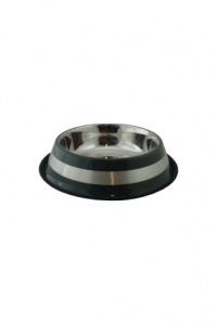 Papillon Pet Products Ciotola per alimenti in acciaio inox con labbro in gomma e 2 strisce grigie