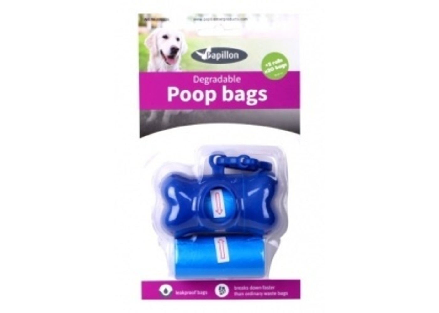 Papillon Pet Products Porta sacchetti per la cacca modello osso