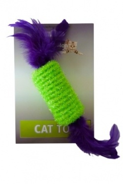 Papillon Pet Products Rullo con sonaglio e piume 10 cm su cartoncino