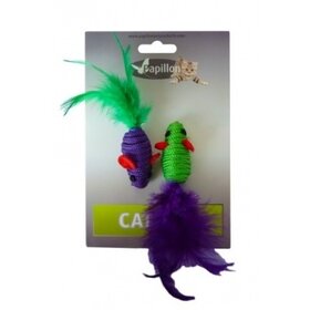 Papillon Pet Products Topo di 5 cm con piuma su cartoncino