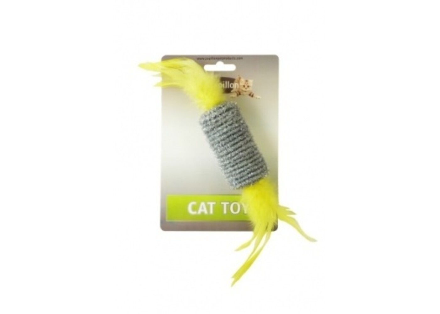 Papillon Pet Products Rullo con sonaglio e piume 10 cm su cartoncino