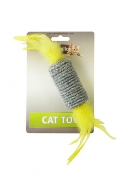 Papillon Pet Products Rullo con sonaglio e piume 10 cm su cartoncino