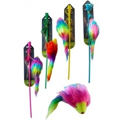 Papillon Pet Products Canna da pesca con topo arcobaleno 9 cm