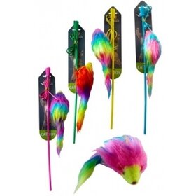 Papillon Pet Products Canna da pesca con topo arcobaleno 9 cm