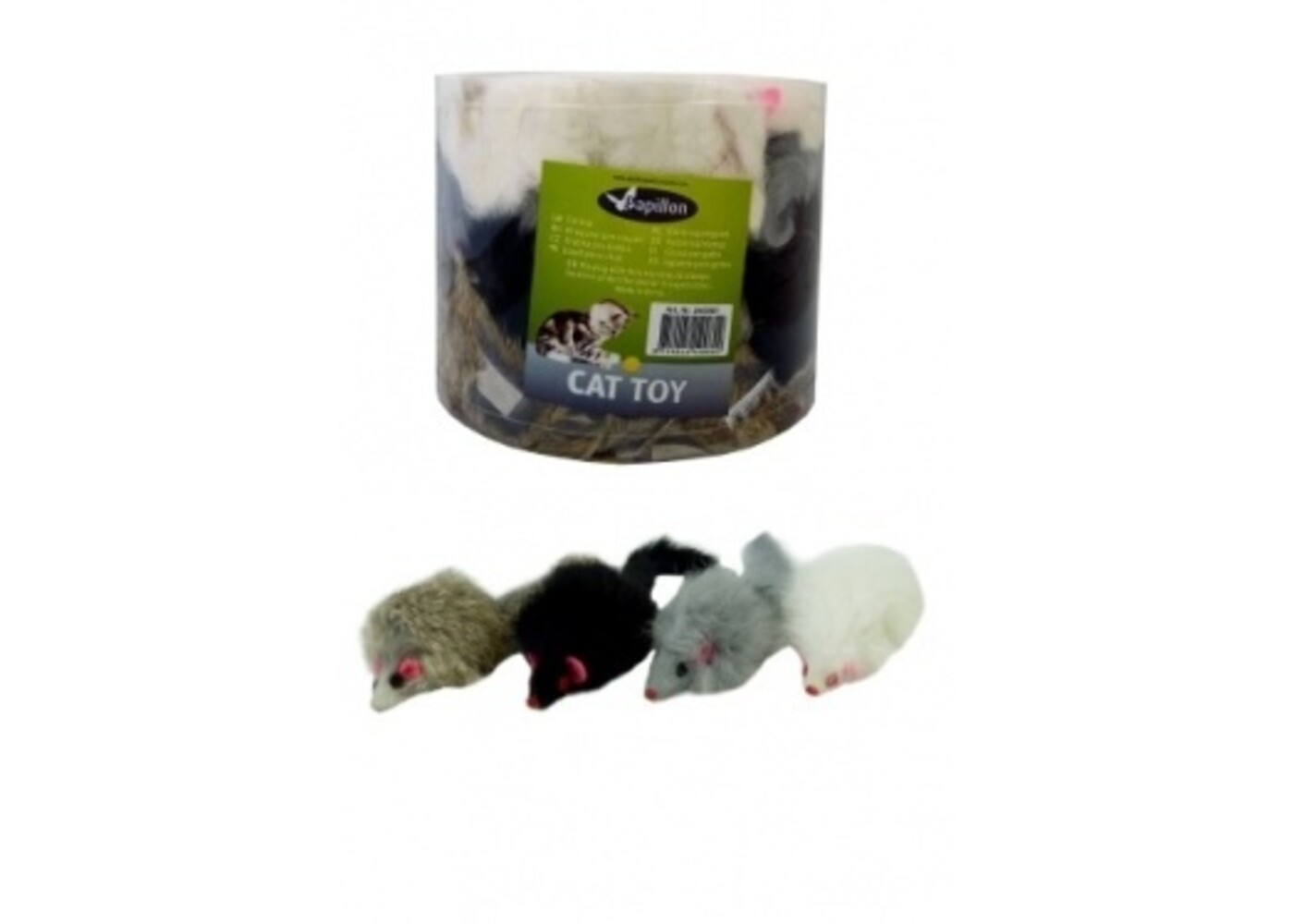 Papillon Pet Products Topo con sonaglio 8cm.bianco grigio marrone nero