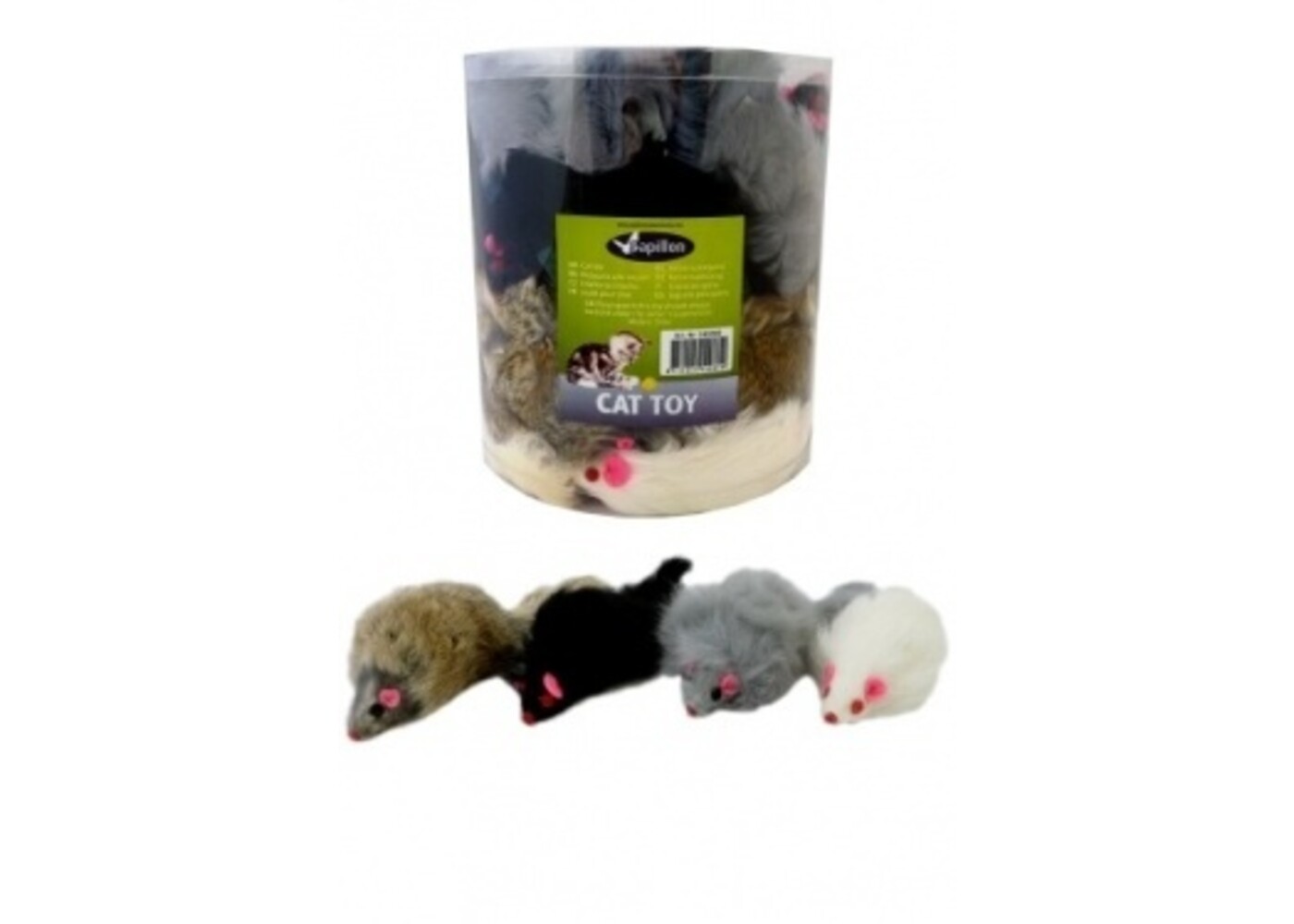 Papillon Pet Products Mouse with rattle 11cm.white grey brown black