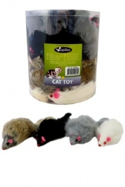 Papillon Pet Products Mouse with rattle 11cm.white grey brown black