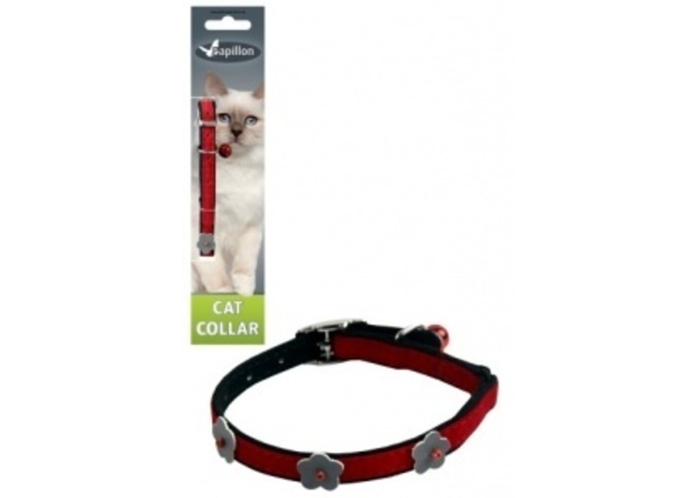 Papillon Pet Products Collare di velluto riflettente per gatti 10 mm x 28 cm