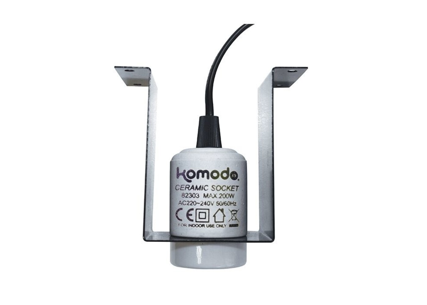 Komodo Komodo Ceramic ES Lamp Fixture Euro Plug & Mounting Bracket