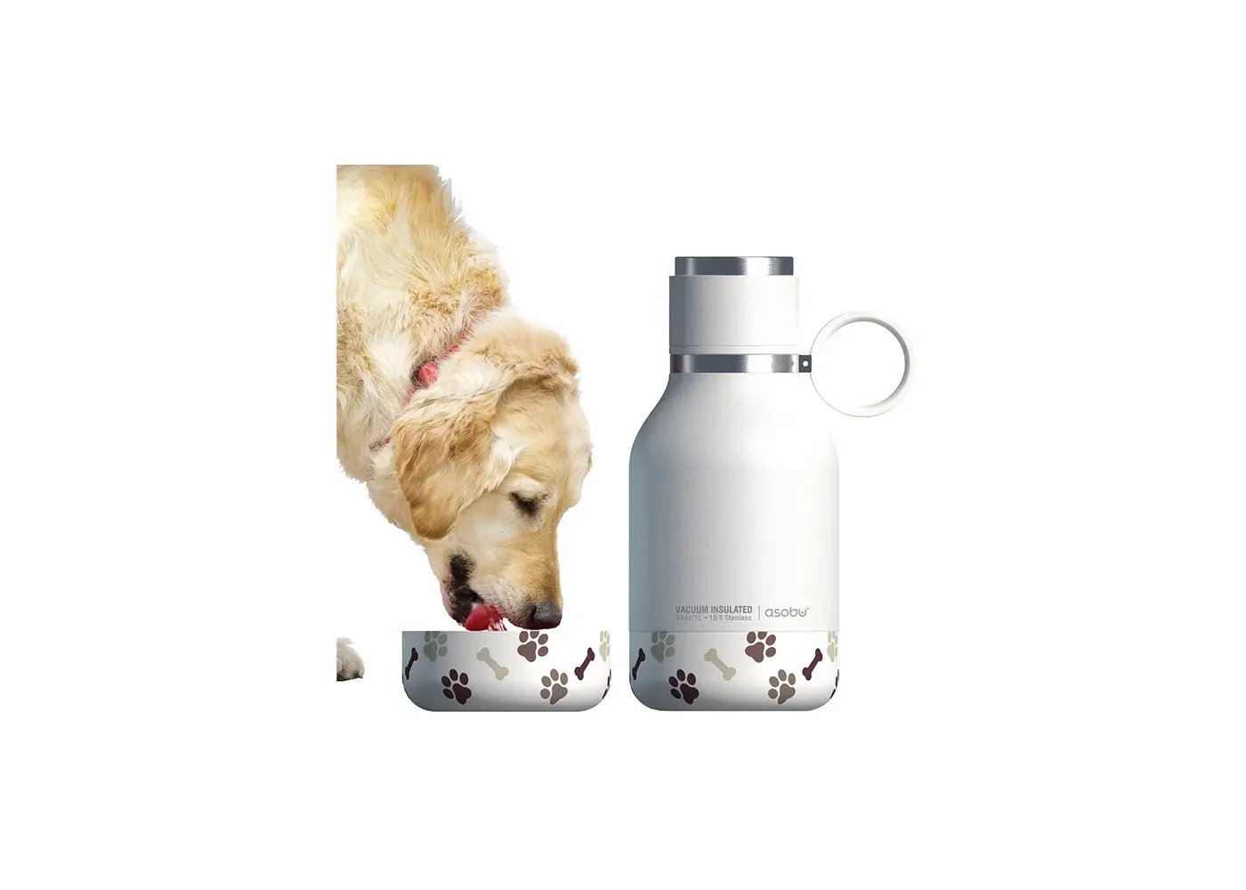 Asobu Tritan per bottiglia per cani (bottiglia per cani inossidabile bianco)