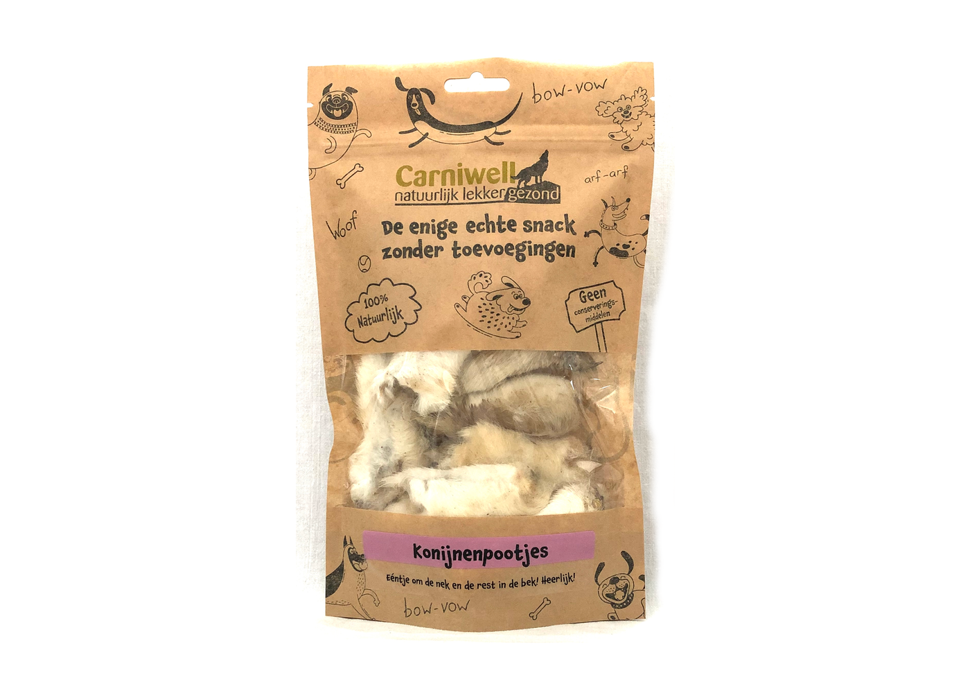 Carniwell Pattes de lapin Carniwell avec fourrure 100g