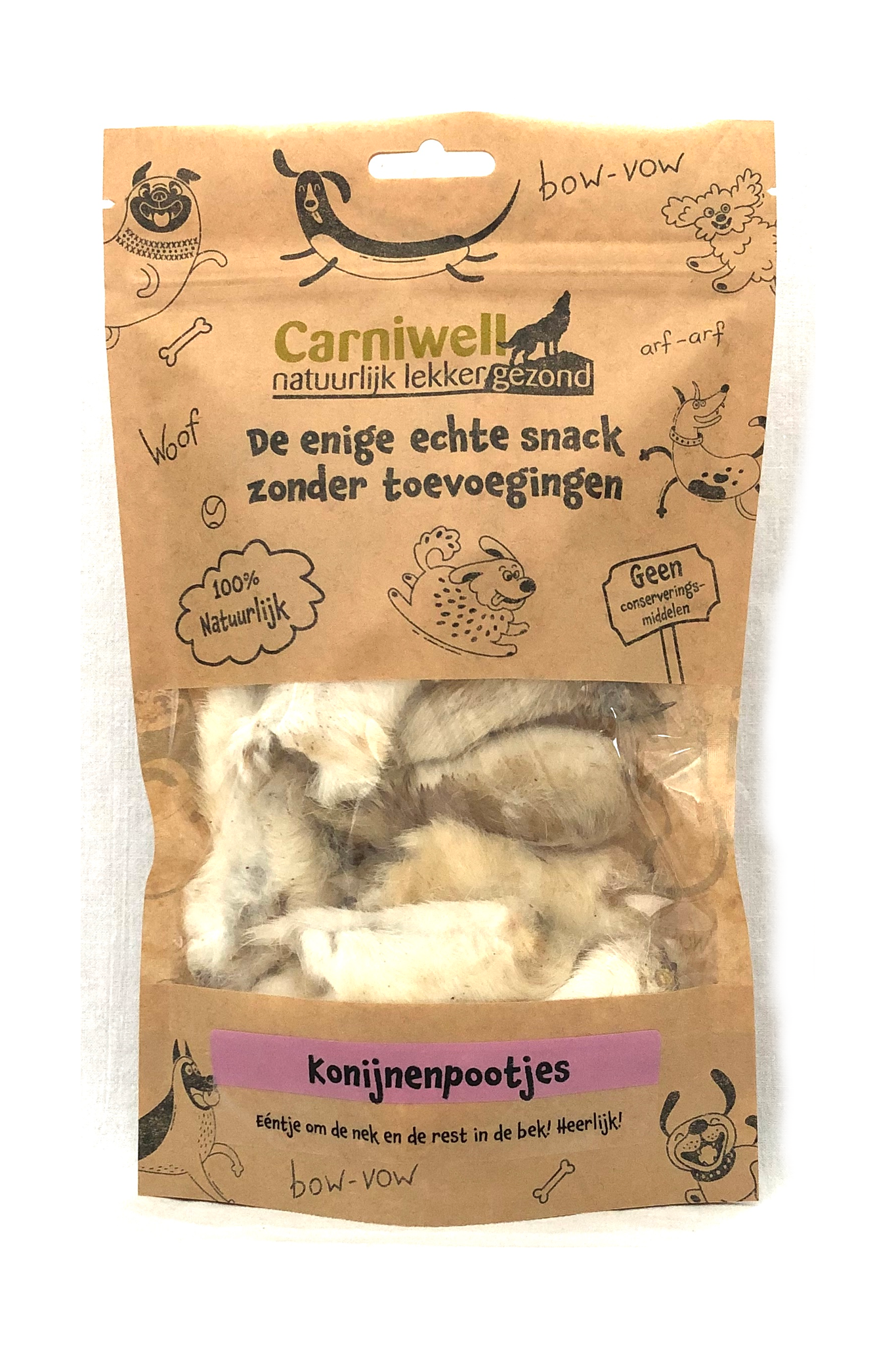 Carniwell Pattes de lapin Carniwell avec fourrure 100g