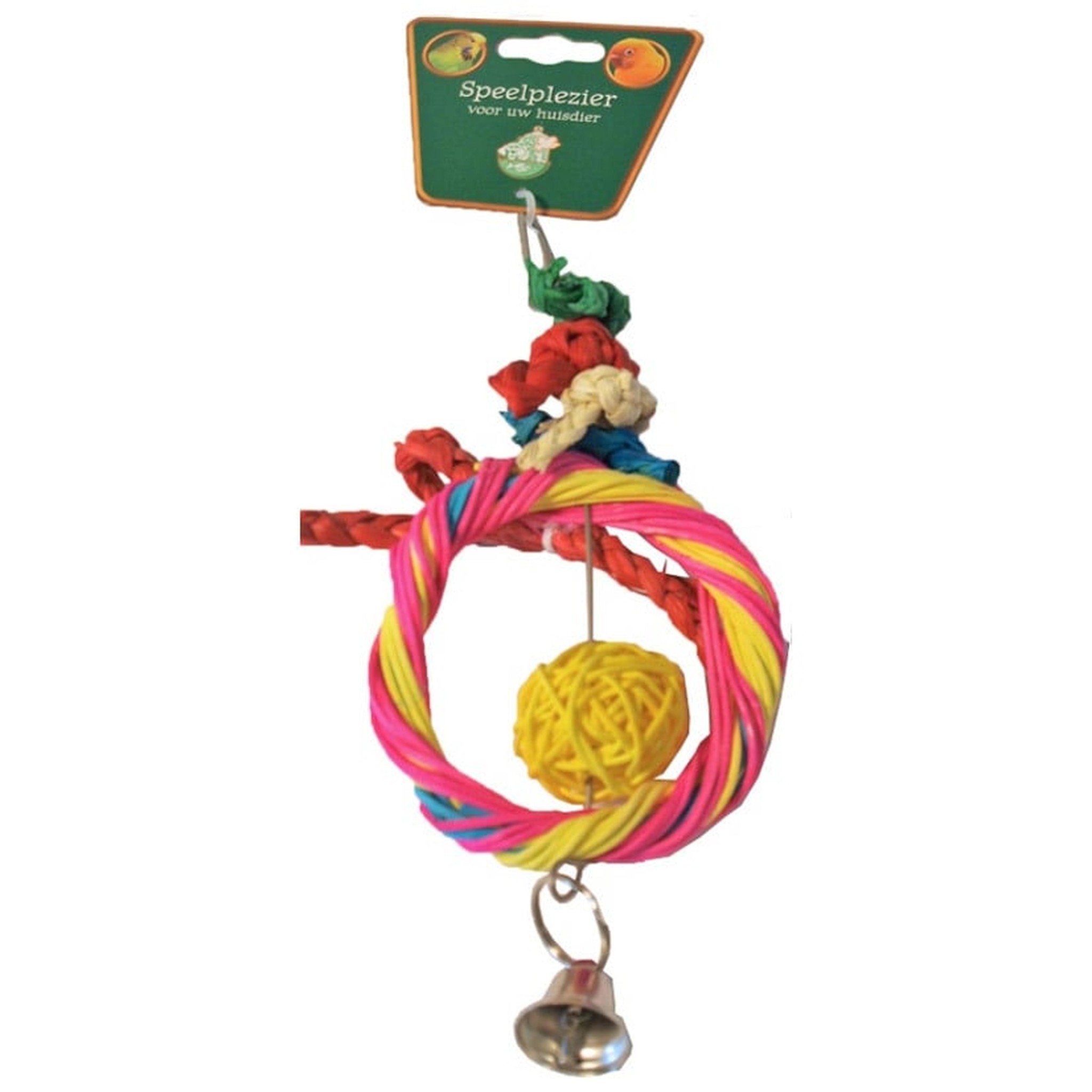 Vogelspeelgoed Raffia Ring met Bal 26 cm.