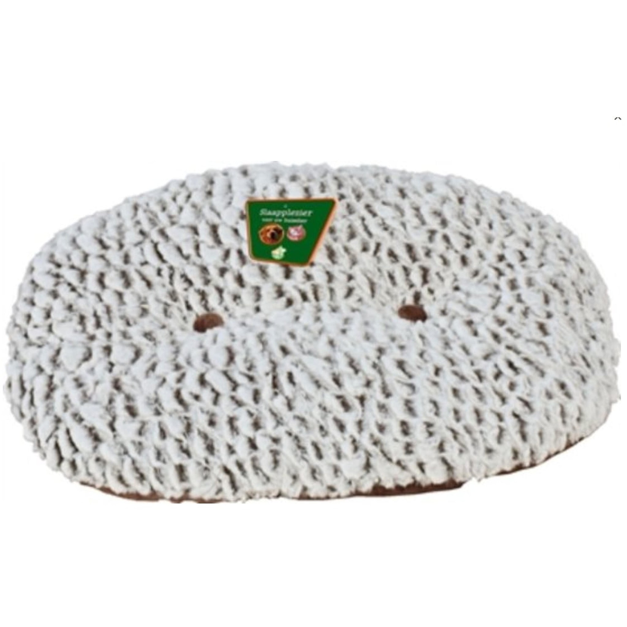 Ligkussen ovaal wit/bruin knoop 78 cm