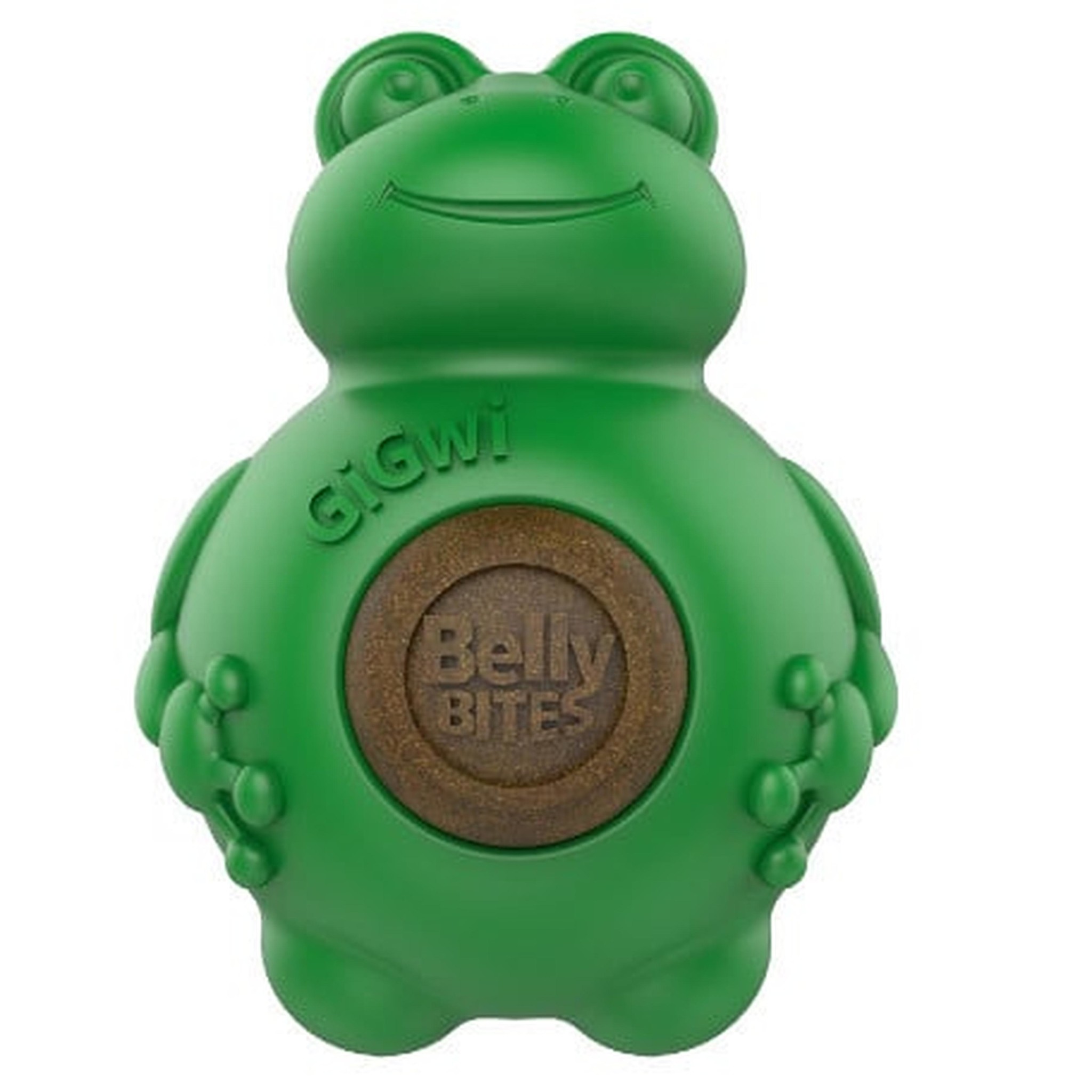 J&V Gigwi Belly Bites Frog with replaceble treats S - Groen