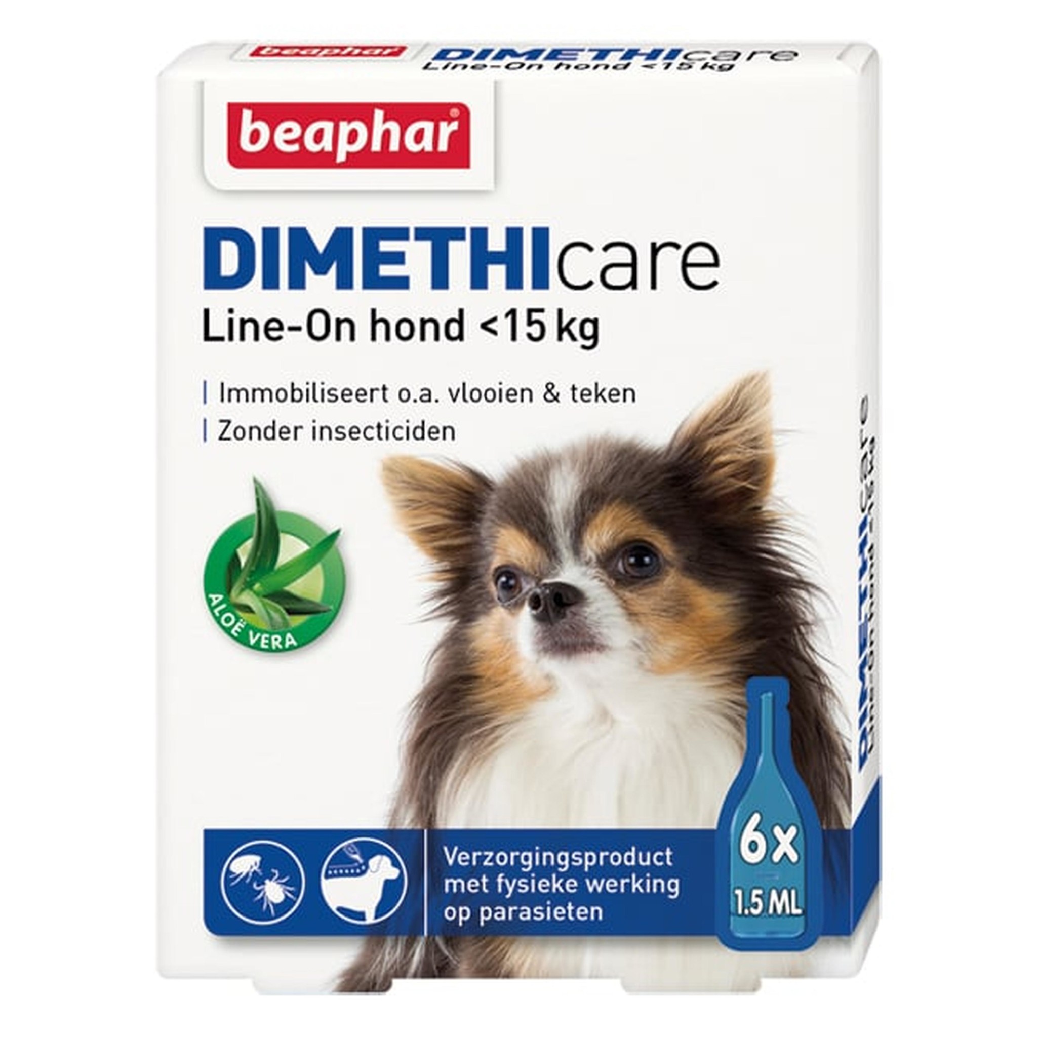 Dimethicare hond tot 15 kg. 6 pipetten - Beaphar ontvlooiing