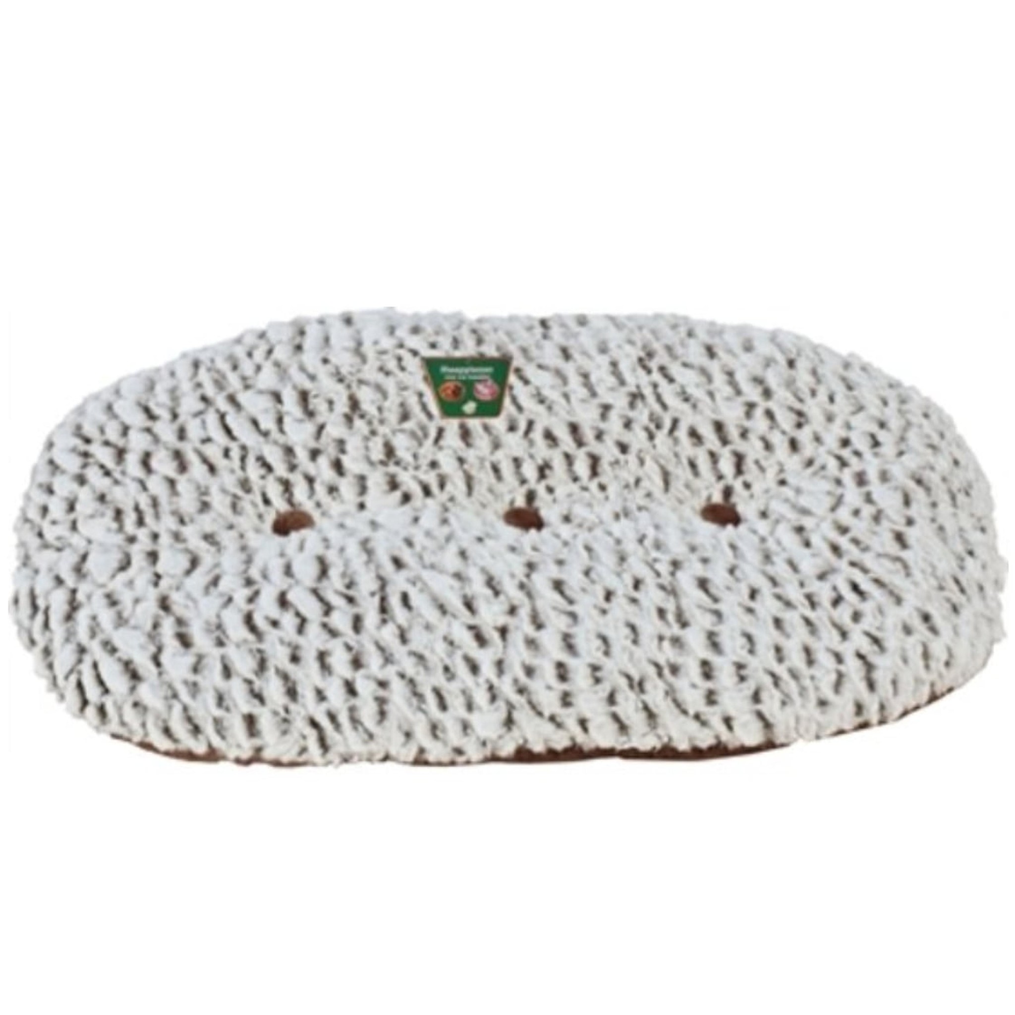 Ligkussen ovaal wit/bruin knoop 89 cm