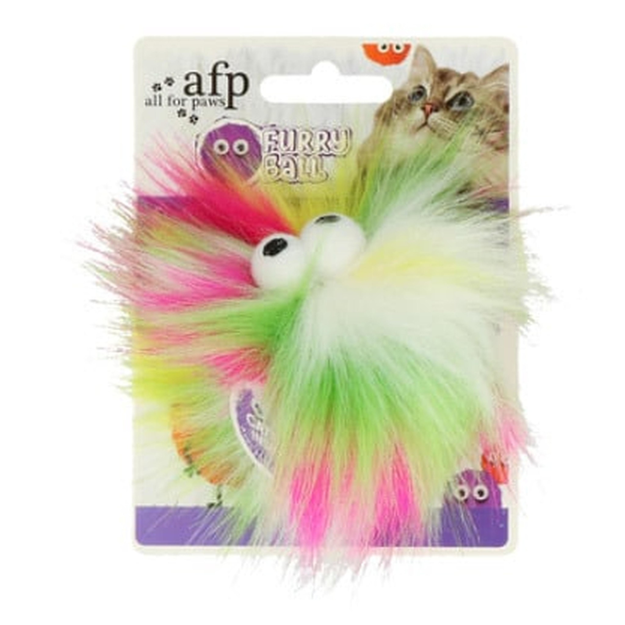 AFP Furry Fluffy Ball Yellow - kattenspeeltje