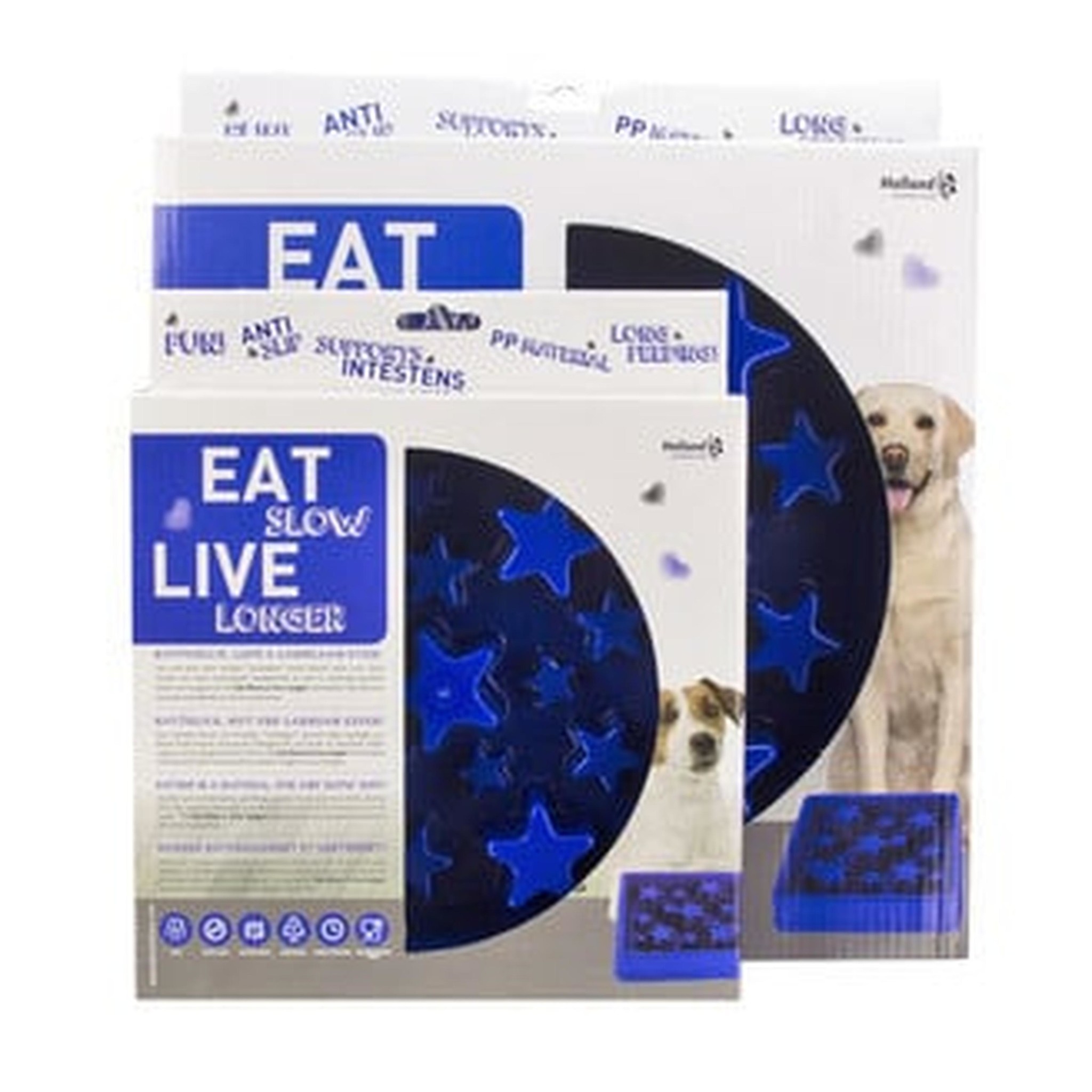 Eat Slow Live Longer Star Blue L - Voerbak
