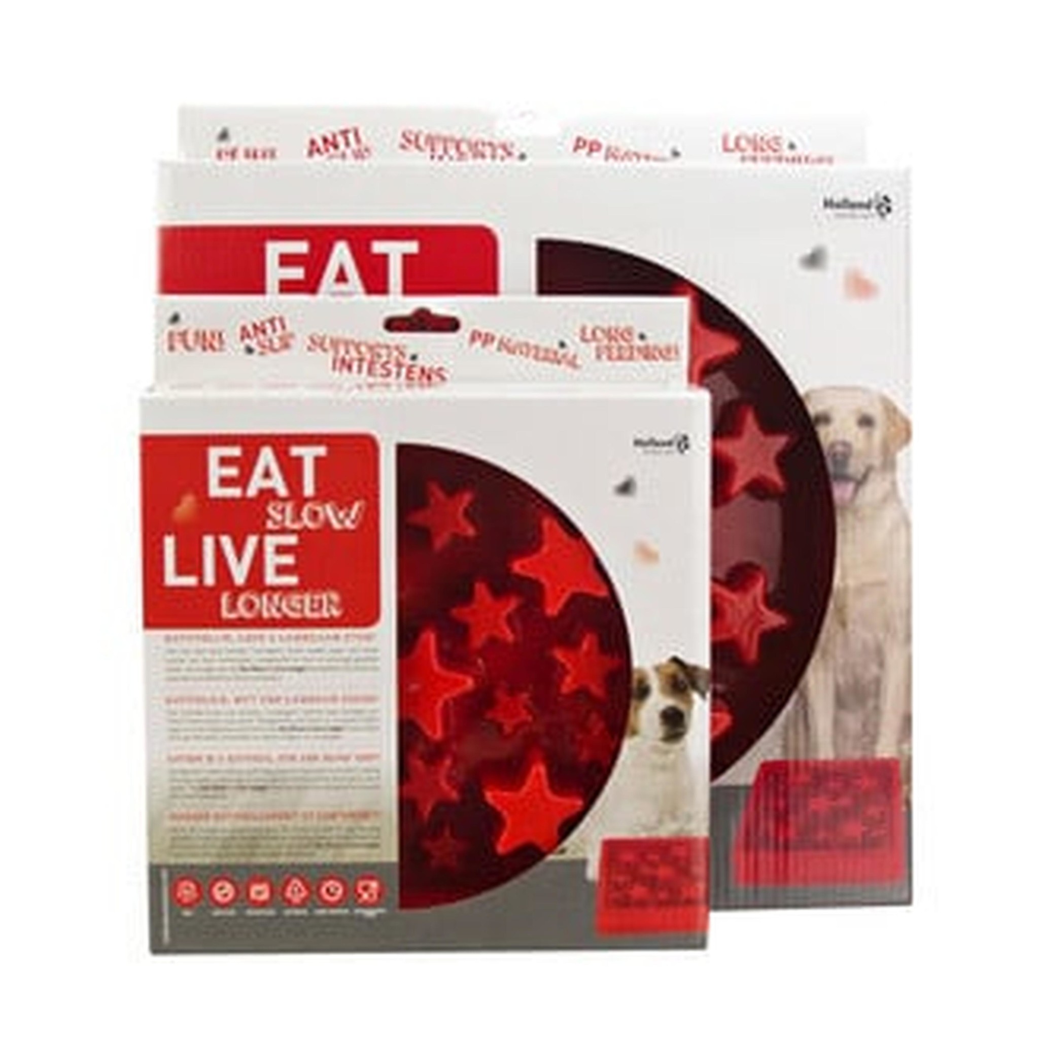 Eat Slow Live Longer Star Red L - Voerbak