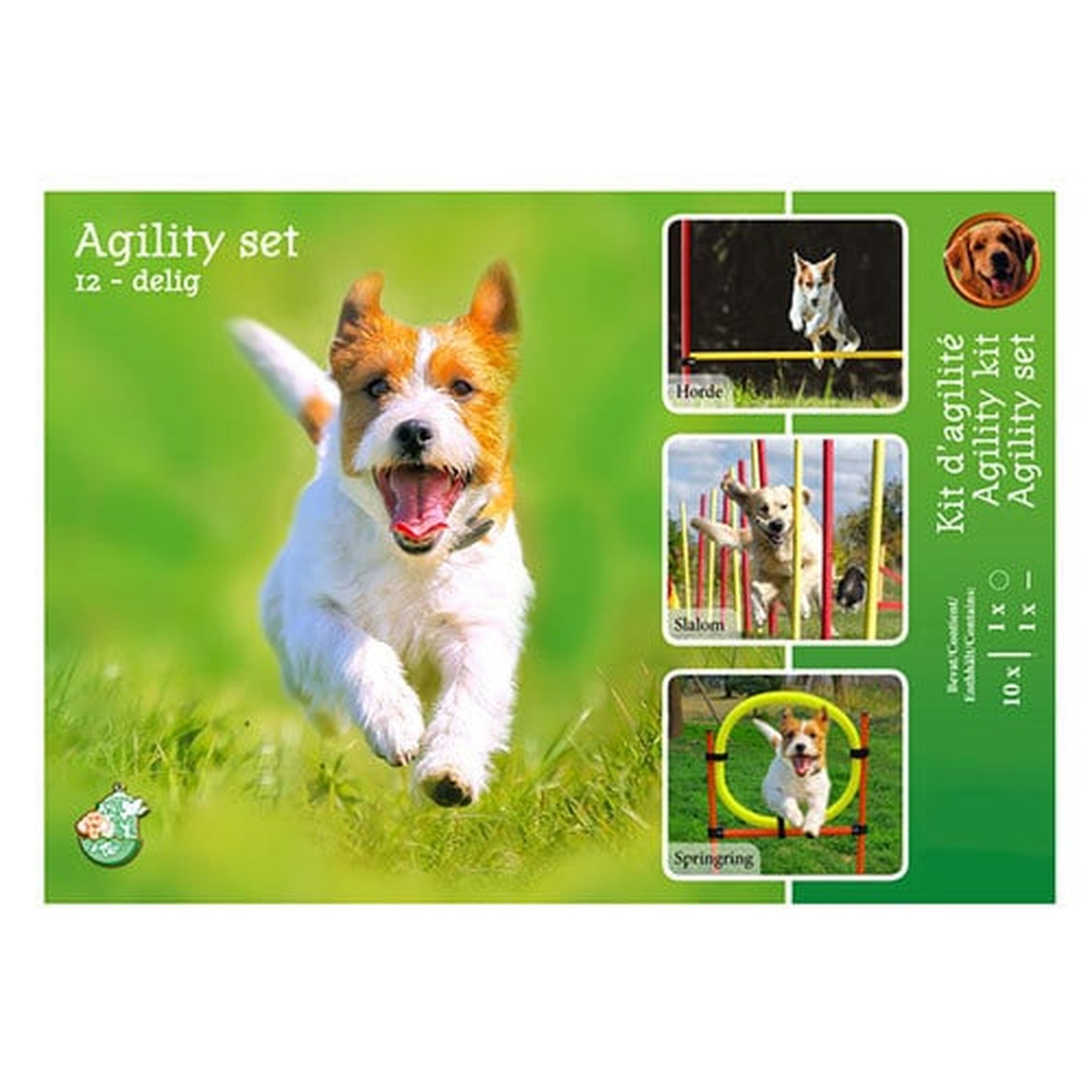 Agility set 6 x stok 1 springring 1 horde - Honden training